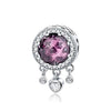 925 Sterling Silver Pendant Romantic Pink Love Purple Birthstone Fit Original Pandora Bracelet for Women