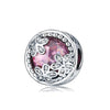 925 Sterling Silver Pendant Romantic Pink Love Purple Birthstone Fit Original Pandora Bracelet for Women