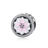 925 Sterling Silver Pendant Romantic Pink Love Purple Birthstone Fit Original Pandora Bracelet for Women