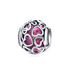 925 Sterling Silver Pendant Romantic Pink Love Purple Birthstone Fit Original Pandora Bracelet for Women