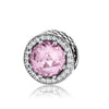 925 Sterling Silver Pendant Romantic Pink Love Purple Birthstone Fit Original Pandora Bracelet for Women