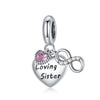 925 Sterling Silver Pendant Romantic Pink Love Purple Birthstone Fit Original Pandora Bracelet for Women