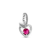 925 Sterling Silver Pendant Romantic Pink Love Purple Birthstone Fit Original Pandora Bracelet for Women