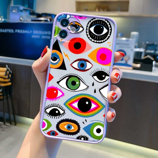 Eye Print Hard Phone Case For iPhone SE2020 12 13 mini 11 Pro Max XR X XS MAX 7 8 6s Plus Shockproof Cover