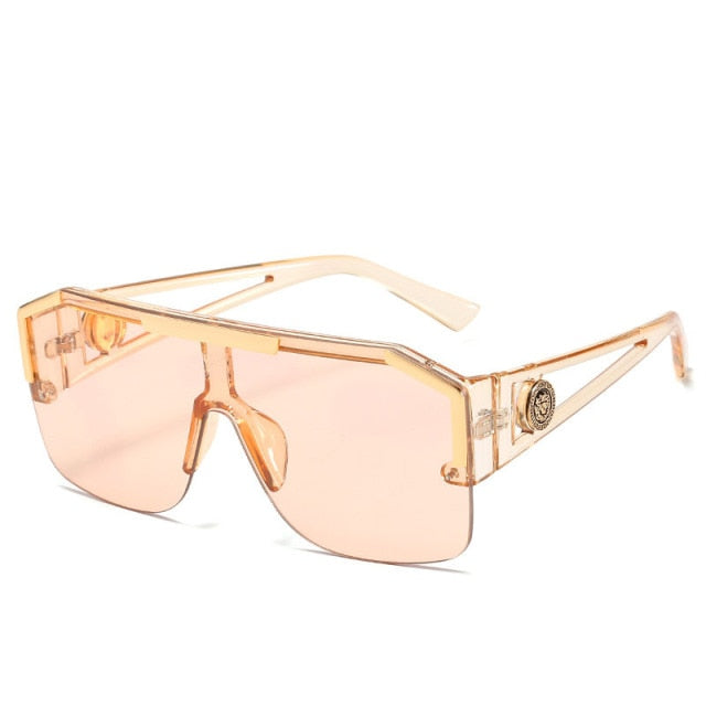 Fullgren Trendy Oversized Square Rimless Sunglasses for Women Men UV400  Metal Sun Glasses