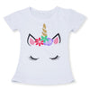 Unisex Unicorn T-shirt Children Boys Short Sleeves White Tees Baby Kids Cotton Tops For Girls Clothes 3 8Y