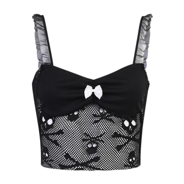 TFFR Harajuku Gothic Grunge Lace Up Corset Top Vintage Bustier Cami Top  Women Black Mini Vest Fairy Grunge Aesthetic Clothing 
