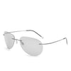 Men Ultralight Titanium Polarized Discolor Lens Sunglasses Rimless Aviation Style Sun Glasses