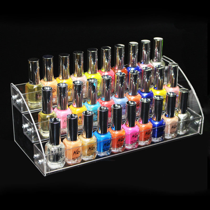 Fashion Nail Tools Clear Transparent Acrylic Nail Polish Salon Exhibition Wall 3 Layers Nail Polish Rack Storage Shelf