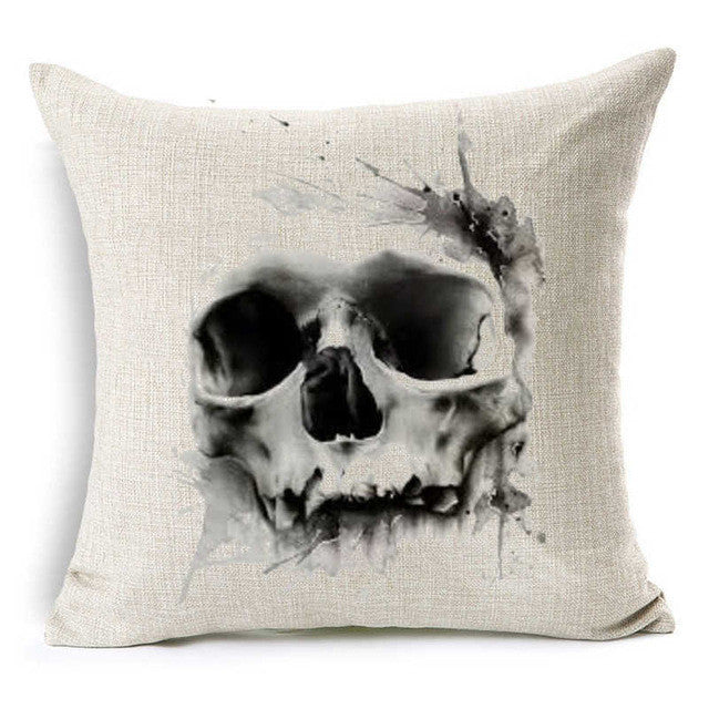 Pillowcase Punk Bohemia Paisley Skull Cushion Cover Cotton Linen Size 40*40 Printed Throw Pillows Decorative Cojines