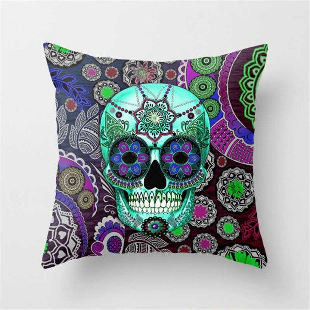 Pillowcase Punk Bohemia Paisley Skull Cushion Cover Cotton Linen Size 40*40 Printed Throw Pillows Decorative Cojines