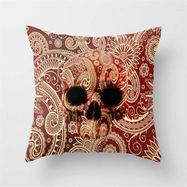 Pillowcase Punk Bohemia Paisley Skull Cushion Cover Cotton Linen Size 40*40 Printed Throw Pillows Decorative Cojines