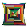 Decorative Pillow Case Colorful Geometric Pillowcase 18x18 Inches Woven Cotton Linen Chair Seat Throw Pillow Cover