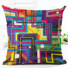 Decorative Pillow Case Colorful Geometric Pillowcase 18x18 Inches Woven Cotton Linen Chair Seat Throw Pillow Cover