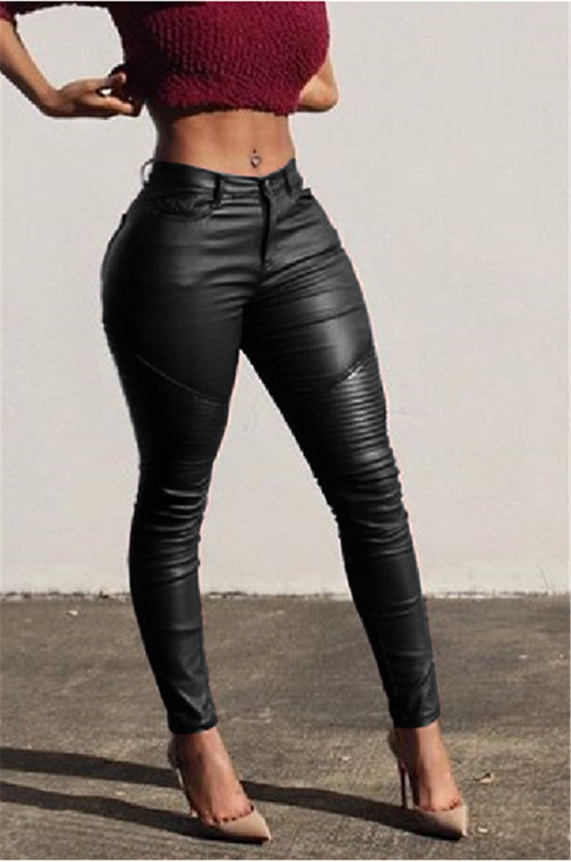 Women PU Leather Leggings Black Leather Pencil Pants Women High Waist Sexy  Skinny Thin Leather Trousers Leggings -  Canada