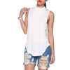 Cropped Solid Cutout Back Asymmetric Tank Top -  - 6