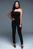 Jumpsuit Strapless Bodysuit Black Yellow Skinny Long Pants Night Club - CELEBRITYSTYLEFASHION.COM.AU - 2