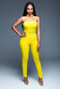 Jumpsuit Strapless Bodysuit Black Yellow Skinny Long Pants Night Club - CELEBRITYSTYLEFASHION.COM.AU - 4