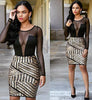 Sequined Black Mesh Patchwork Stretch Sheer Lace Dress - CELEBRITYSTYLEFASHION.COM.AU - 2