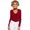 Deep V-neck Sexy Ribbed Leotard Long Sleeve Crop Top - CELEBRITYSTYLEFASHION.COM.AU - 4