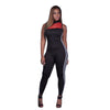 Jumpsuit Off Shoulder Turtleneck Bodysuit Sleeveless Red Black Patchwork Playsuit - CELEBRITYSTYLEFASHION.COM.AU - 2