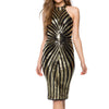 Sequined Bodycon Sleeveless Knee-length Geometric Bandage Dress - CELEBRITYSTYLEFASHION.COM.AU - 1