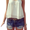 Summer New Women Strap Tank Tops Sleeveless White Chiffon Casual T-shirt Vest Crop Tops - CelebritystyleFashion.com.au online clothing shop australia