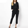 Women Jumpsuits Spring Autumn Bodysuit Half Sleeve V Neck Casual Elegant Ladies Long Office OL Rompers Overalls - CelebritystyleFashion.com.au online clothing shop australia