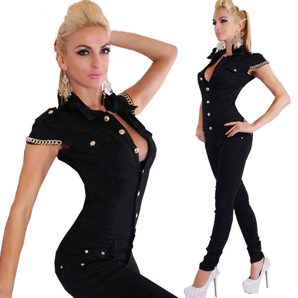 Tight Bodysuit Sexy Overalls Night Club Rompers Womens Jumpsuit