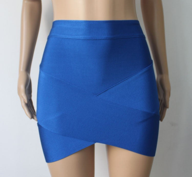 Women Sexy nude blue white Gold Silver Foil Celebrity Bandage Skirts R