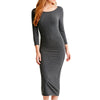 Cotton Long Sleeve Knee Length Midi Dress Slim Bodycon Bandage Autumn Black Wine Red Women Dresses Bandage Q0001 - CelebritystyleFashion.com.au online clothing shop australia