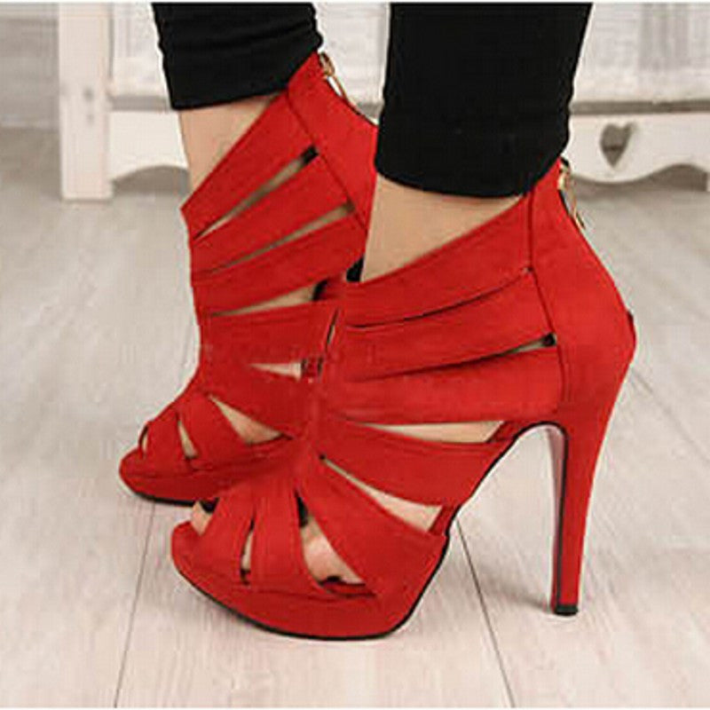 Summer cut-outs gladiator women pumps peep toe high heels sandals shoe