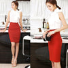 Women Career Solid High Waist Slim Fit Knee Length Straight Pencil Skirt - CelebritystyleFashion.com.au online clothing shop australia