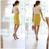 Women Career Solid High Waist Slim Fit Knee Length Straight Pencil Skirt - CelebritystyleFashion.com.au online clothing shop australia