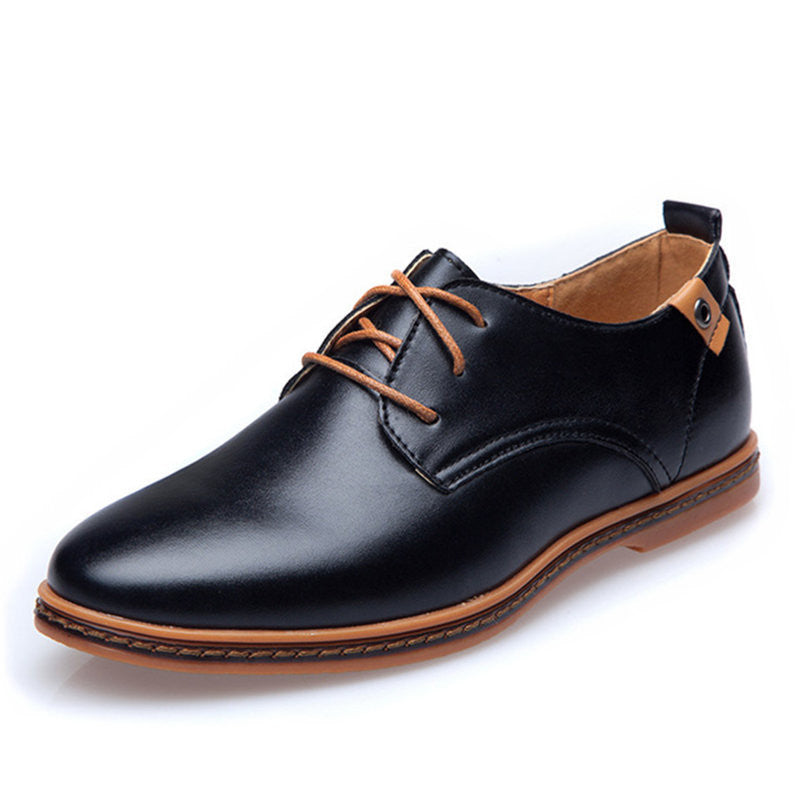 Leather Casual Men Shoes Fashion Men Flats Round Toe Comfortable Offic
