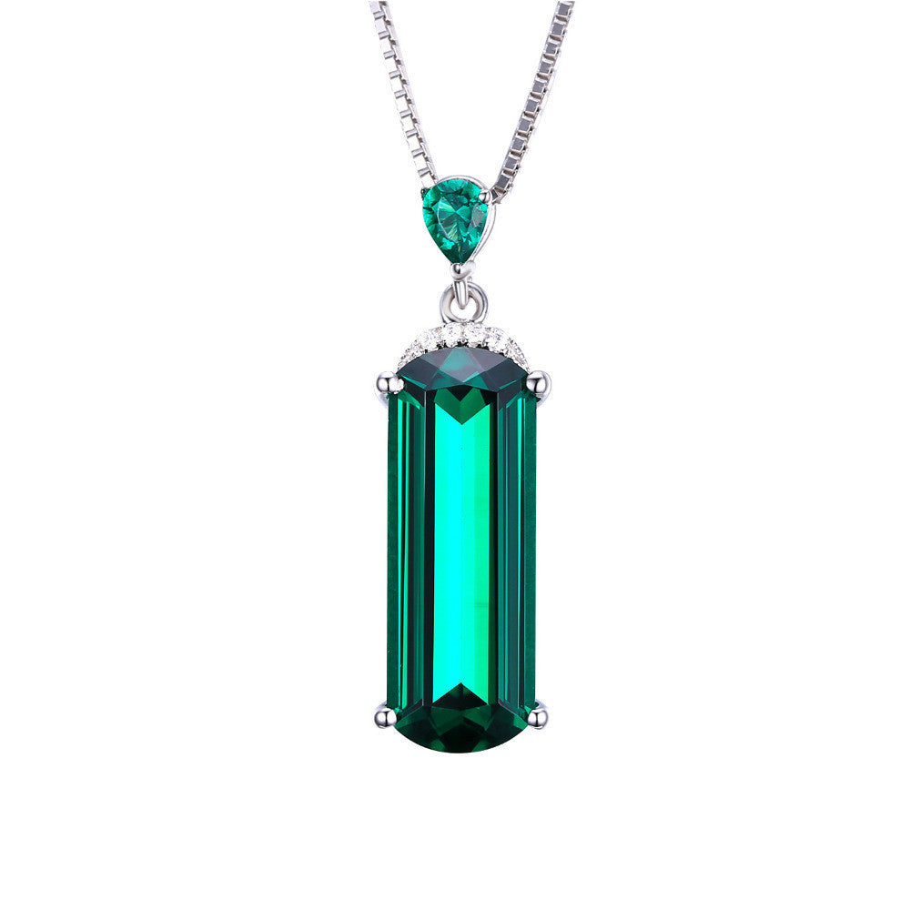 Fancy Cut 4.4ct Created Green Russian Nano Emerald Solid 925 Sterling Silver Pendant For Women Gemstone Jewelry - CelebritystyleFashion.com.au online clothing shop australia